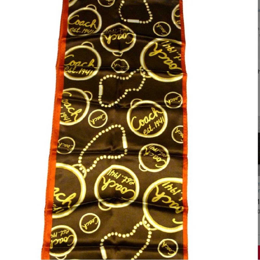 Coach Vintage Silk Scarf with Coach logos throughout. Stunning accessory - Picture 4 of 5